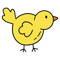 Hand-drawn cartoon chick on a white background.
