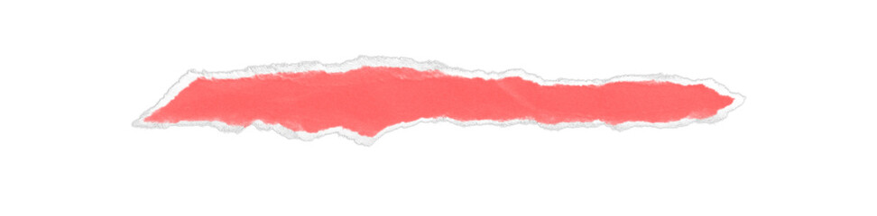 Realistic torn paper edge. Ripped red paper mockup isolated on transparent background. Piece of rip...