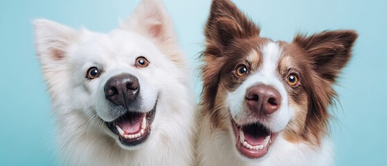 Fototapeta na wymiar The joyful dogs showcasing their personalities and vibrant expressions in a playful setting.