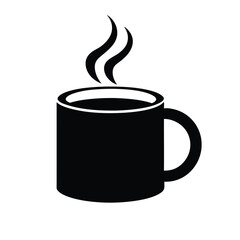 mug of a hot coffee silhouette vector with white background