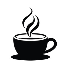 cup of a hot coffee silhouette vector with white background