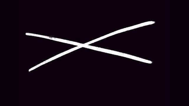 wrong mark animate, white incorrect symbol isolated on black background, cutout mask effect element