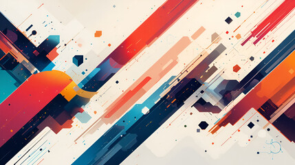 Artworks, posters inspired postmodern of vector abstract dynamic symbols with bold geometric shapes, useful for web background, poster art design, magazine front page, hi-tech print, cover artwork.