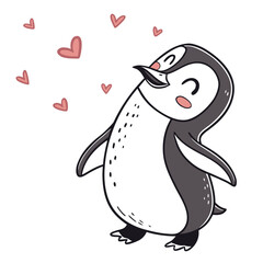 Fototapeta premium penguin with heart