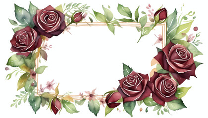 Elegant burgundy red and brown roses frame creating a romantic atmosphere perfect for celebrating love on special occasions and gifting heartfelt messages Generative AI