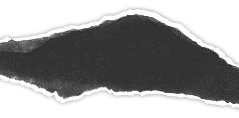 Realistic torn paper edge. Ripped black paper mockup isolated on transparent background. Piece of...