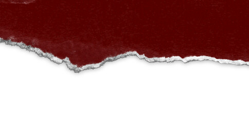 Realistic torn paper edge. Ripped red paper mockup isolated on transparent background. Piece of rip...