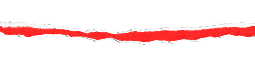 Realistic torn paper edge. Ripped red paper mockup isolated on transparent background. Piece of rip...