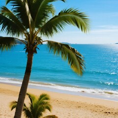 tropical beach with palm trees