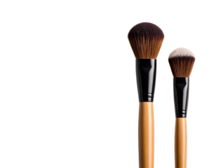 Makeup brushes beauty cosmetic tools on black art on transparent background