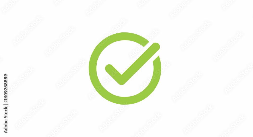 Poster A light green check mark inside a circle indicating approval or a task completed successfully and correctly