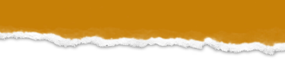 Realistic torn paper edge. Ripped Golden Amber paper mockup isolated on transparent background. Piece of rip paper PNG. mockup template
