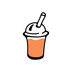 Cartoon Smoothie Cup Icon, Hand Drawn Vector Drink