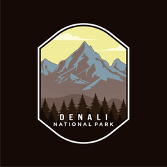 Denali National Park patch logo vector illustration