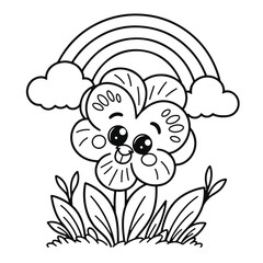 Hand-Drawn Black and White Floral Coloring Page – Vector Line Art Illustration for Kids and Adults

