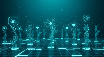 Ai diagnosis uses dna strands to map health data for medical insights.