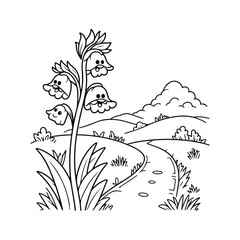 Hand-Drawn Black and White Floral Coloring Page – Vector Line Art Illustration for Kids and Adults

