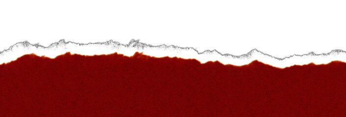Realistic torn paper edge. Ripped Deep Crimson paper mockup isolated on transparent background....
