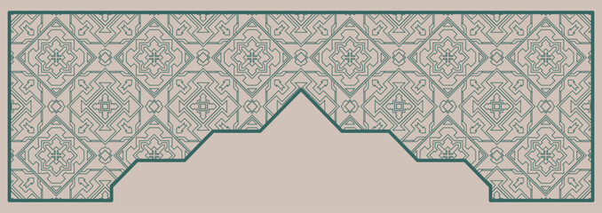 English Title: Geometric Moroccan Arch Border Islamic Pattern Design