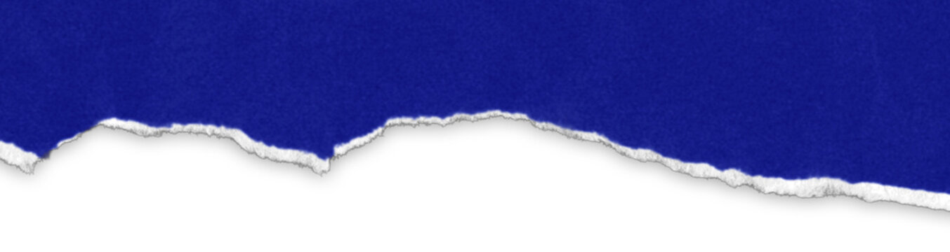 Realistic torn paper edge. Ripped Royal Blue paper mockup isolated on transparent background. Piece of rip paper PNG. mockup template
