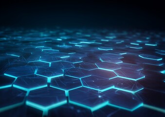 Obraz premium Glowing blue hexagonal pattern network abstract
