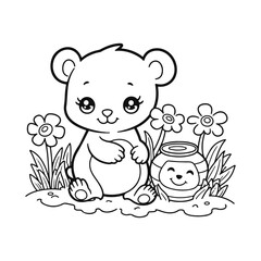 Hand-Drawn Black and White Floral Coloring Page – Vector Line Art Illustration for Kids and Adults

