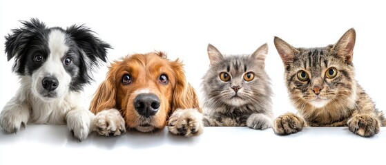 Fototapeta premium The adorable gathering of dogs and cats in a joyful display.