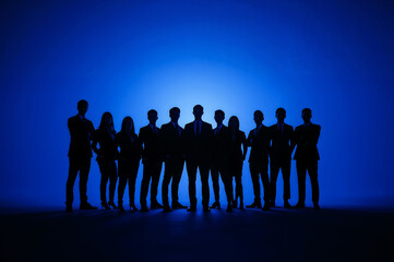 Silhouetted Team: Strength in Unity and Professionalism, Business Professionals Standing Tall: A Symphony of Ambition and Confidence