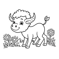Hand-Drawn Black and White Floral Coloring Page – Vector Line Art Illustration for Kids and Adults


