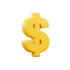 Obraz premium 3D yellow dollar icon cartoon