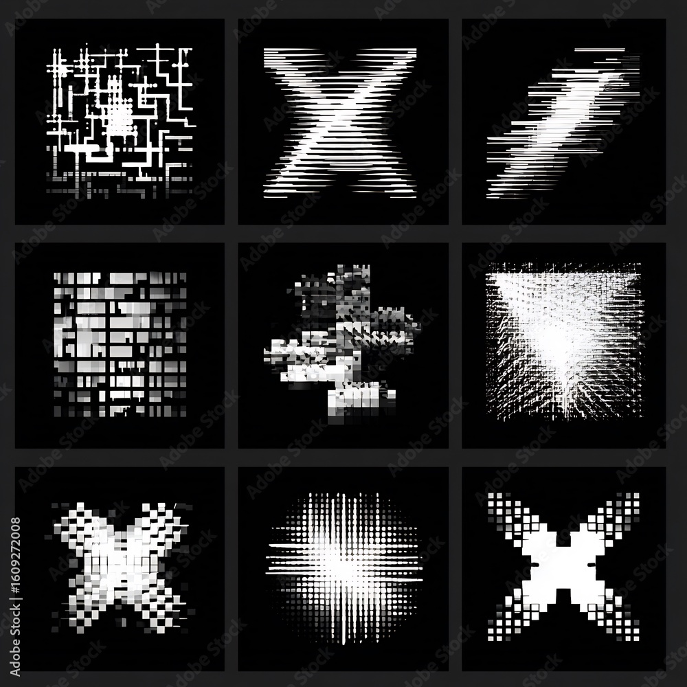 Poster abstract geometric patterns on black background create a visually captivating image