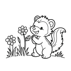 Hand-Drawn Black and White Floral Coloring Page – Vector Line Art Illustration for Kids and Adults

