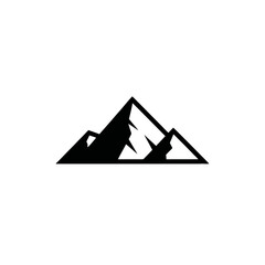 Simple black and white silhouette of a mountain range.