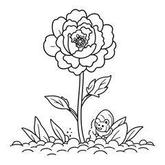 Hand-Drawn Black and White Floral Coloring Page – Vector Line Art Illustration for Kids and Adults

