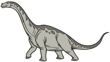 Illustration of a brachiosaurus dinosaur long neck sauropod jurassic period prehistoric animal herbivore drawing