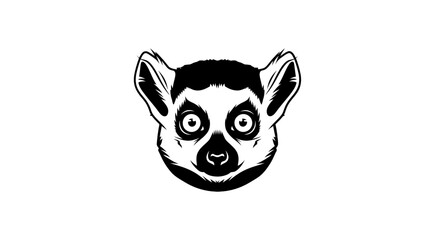 Fototapeta premium Black and white illustration of a lemur's head, detailed and expressive.