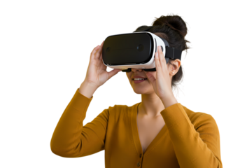 Woman Experiencing Immersive Virtual Reality