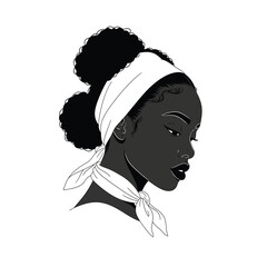 Beautiful Black Woman with Natural Hair and Headband Vector Portrait