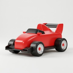 3D red toy race car cartoon