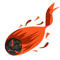 Burning flame,falling fireball burning, falling meteor, comet asteroid vector