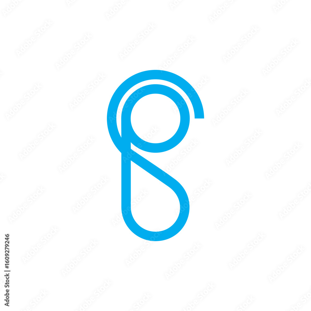 Fototapete letter sp round loop circles geometric lines link simple logo vector
