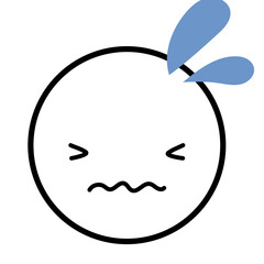 感情表現顔アイコン　汗　焦る　主線あり　ベクターイラスト