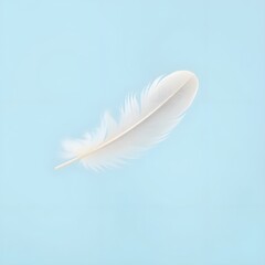 Naklejka premium white feather on blue background