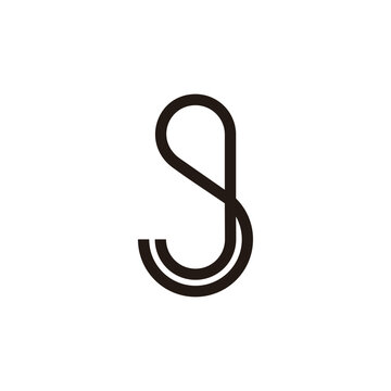 letter sj simple linked geometric lines logo vector
