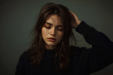 Ethereal Beauty: A Portrait of a Young Woman in Thoughtful Contemplation, Sun-Kissed and Radiant - A Study in Natural Elegance