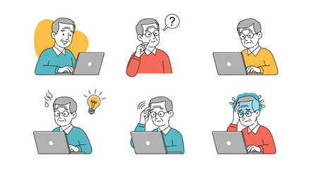 Fototapeta premium Expressing diverse human emotions and reactions while working on a computer