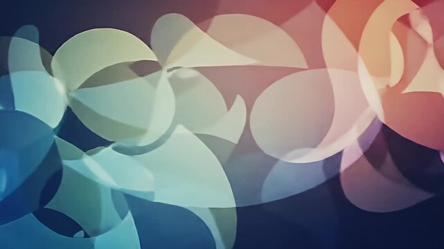 Abstract pattern of overlapping floral shapes in pastel and dark gradient colors