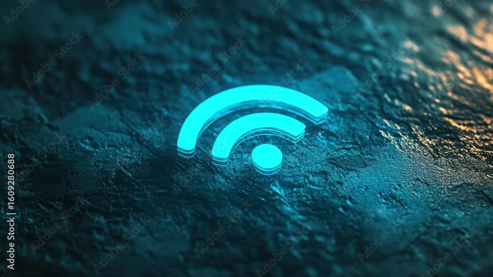 Poster abstract wireless connectivity symbol illuminated on textured dark background enhancing digital comm
