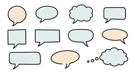 Obraz premium Collection of diverse speech bubbles and thought clouds for communication concepts