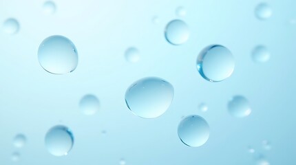 Floating Water Droplets: Serene Blue Abstract Background, Clean and Pure